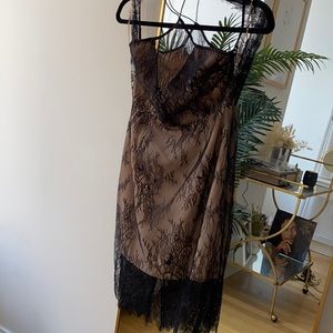 Black and Tan lace dress halter top, backless.